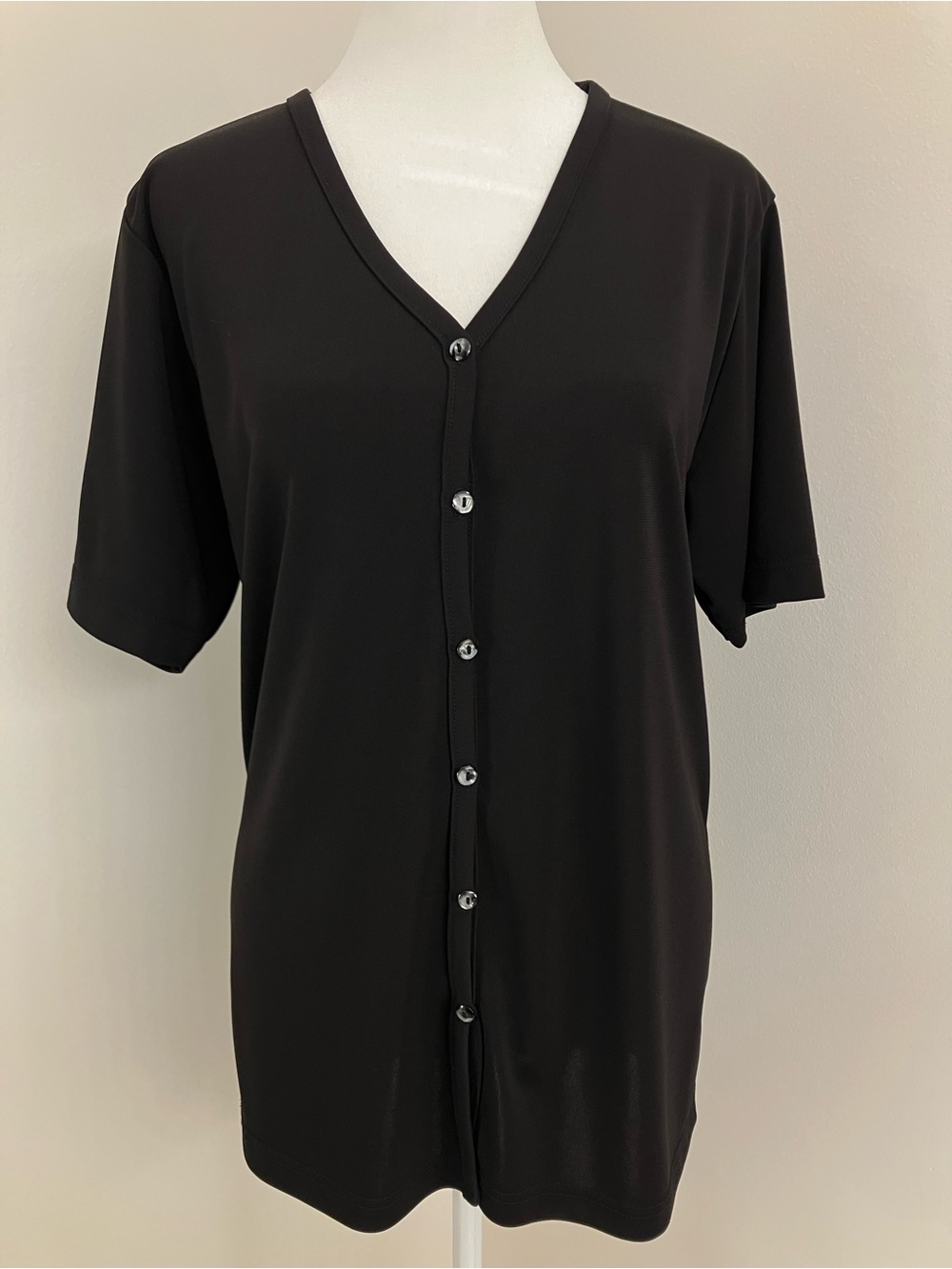 The Limited Black V-Neck Button Front Shirt